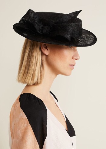 Phase Eight Mini Bow Boater Fascinator Hats Black Canada | XFDOSL-051